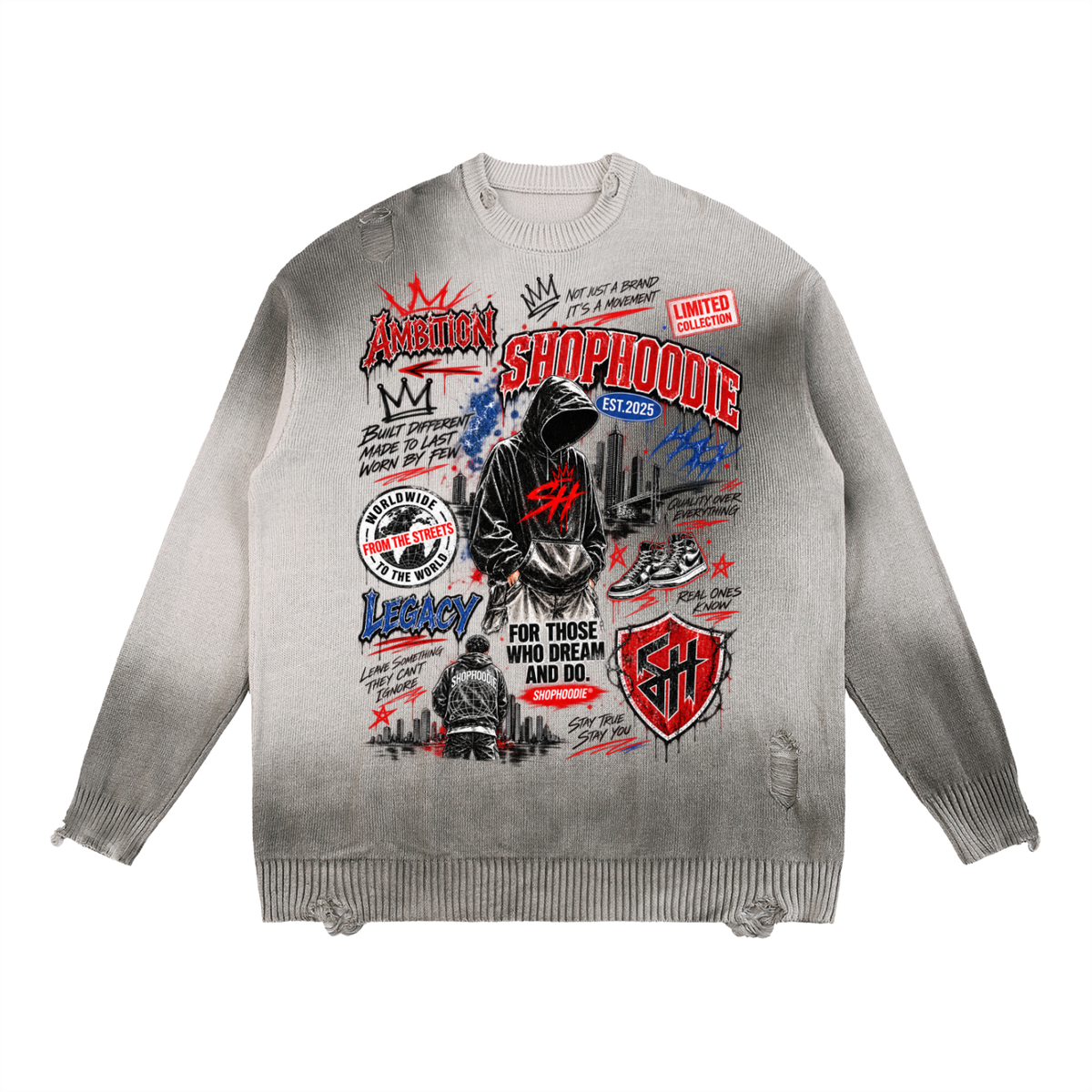 SHOPHOODIE® Sunfade Distressed Oversized Crewneck Sweatshirt — 425 GSM — product image 5