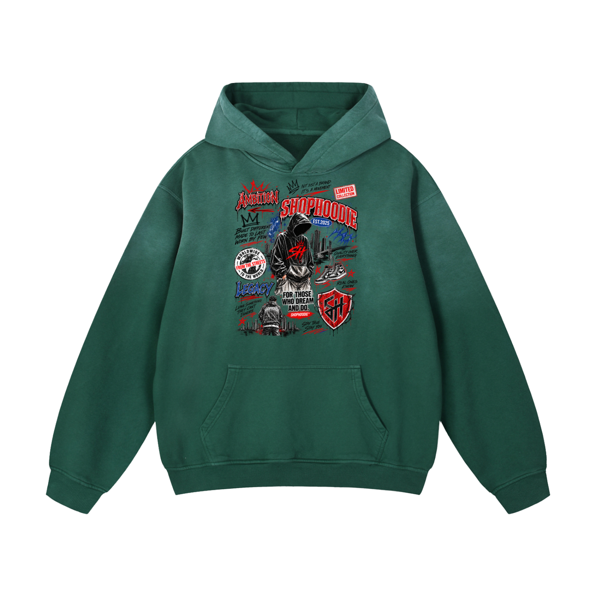 SHOPHOODIE® LONDON AMBITION IN MOTION Heavyweight Sunfade Oversized Hoodie — 400 GSM — product image 9