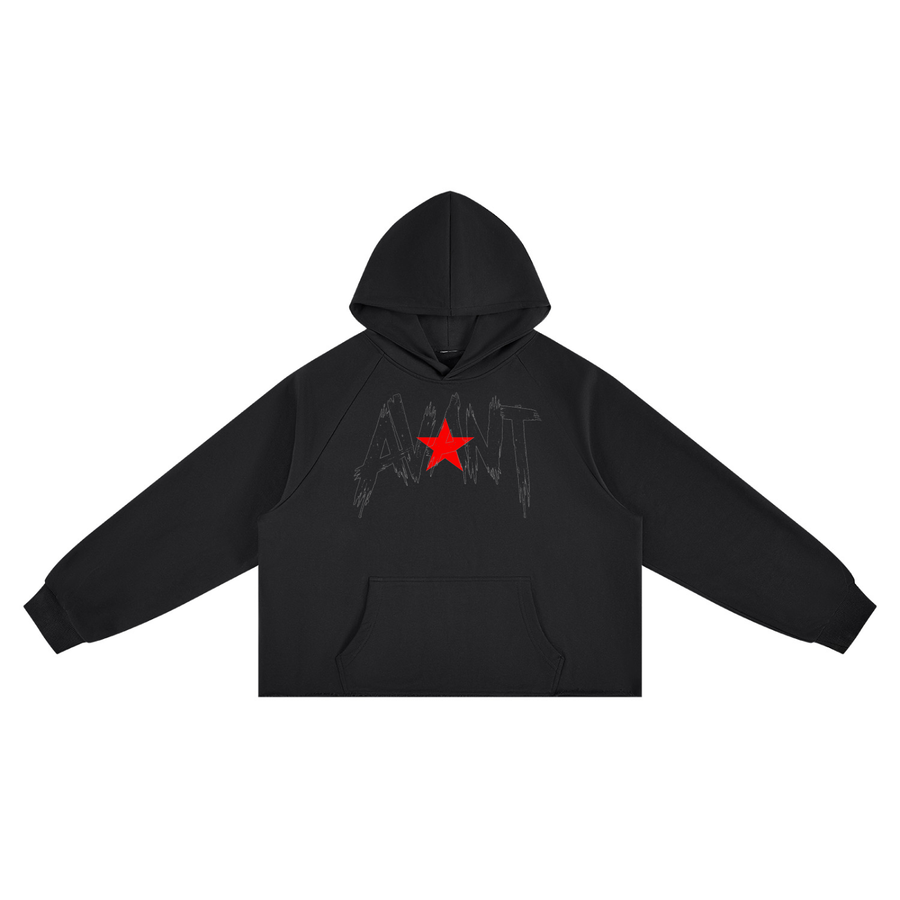 SHOPHOODIE® AVANT Red Star Raw Edge Boxy Hoodie & AVANT Red Star Barrel Sweatpants Complete Set