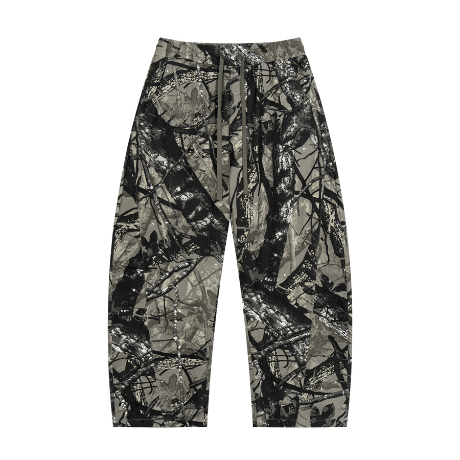 SHOPHOODIE® Blank Tree Camo Barrel Leg Pants — 340 GSM