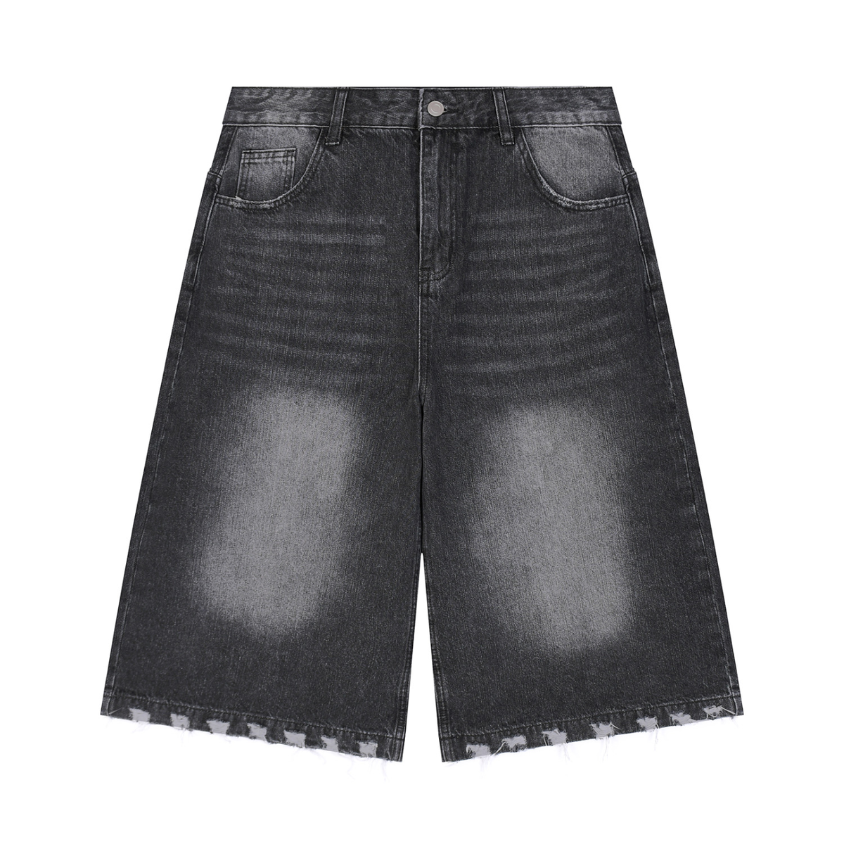 SHOPHOODIE® LONDON BLANK 430 GSM men's sunfade distressed wide-leg denim shorts — product image 1