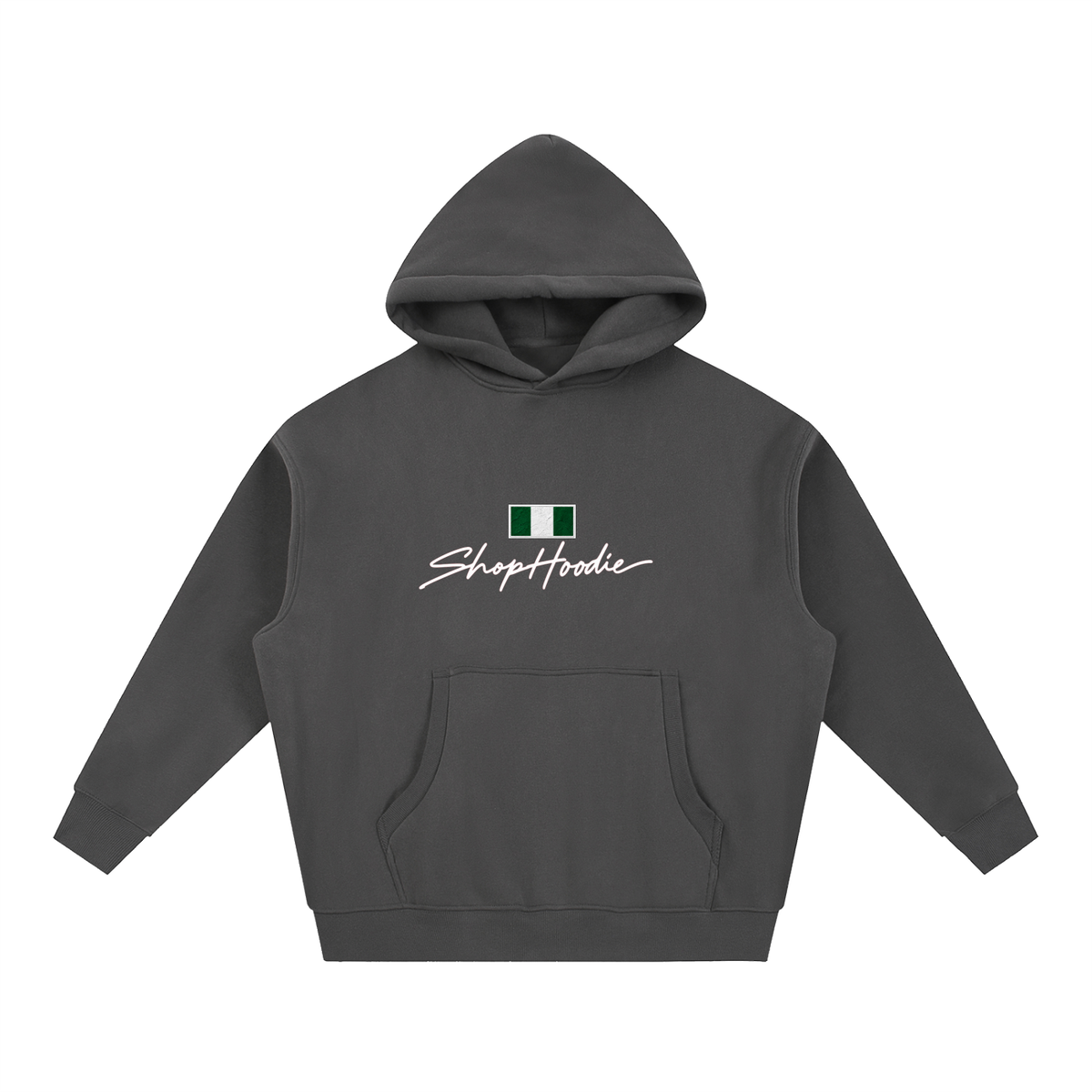 SHOPHOODIE® NIGERIA FLAG Oversized Boxy Fleece Hoodie — 345 GSM — view 7