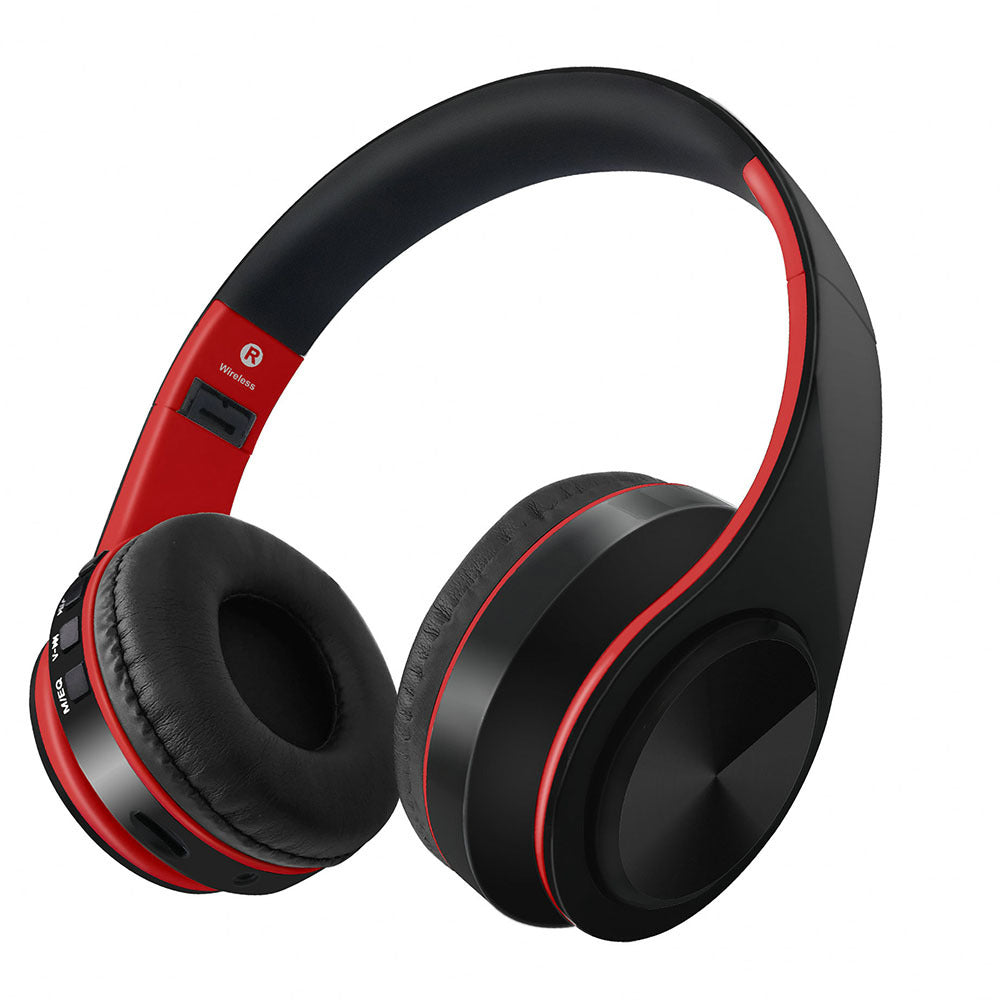 Black and red headphones on a white background