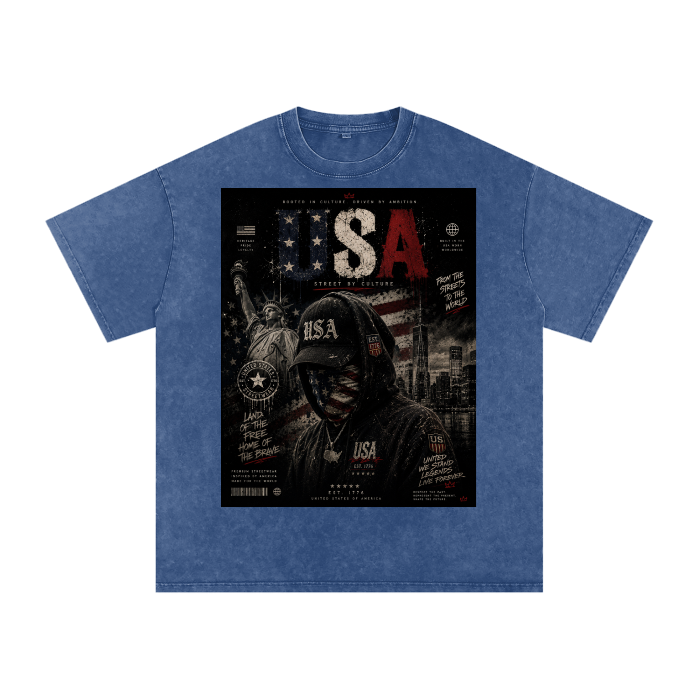 SHOPHOODIE USA DREAMER-Snow Washed Oversized Cotton T-Shirt