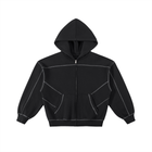 SHOPHOODIE Contrast-Stitched Boxy Fleece Zip Hoodie