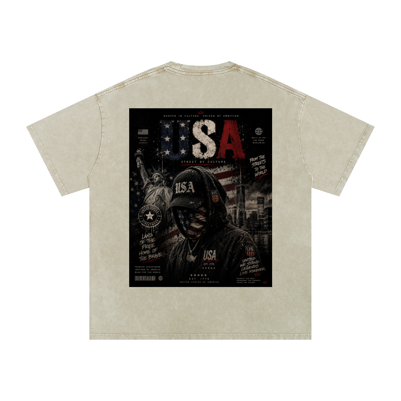 SHOPHOODIE USA DREAMER-Snow Washed Oversized Cotton T-Shirt