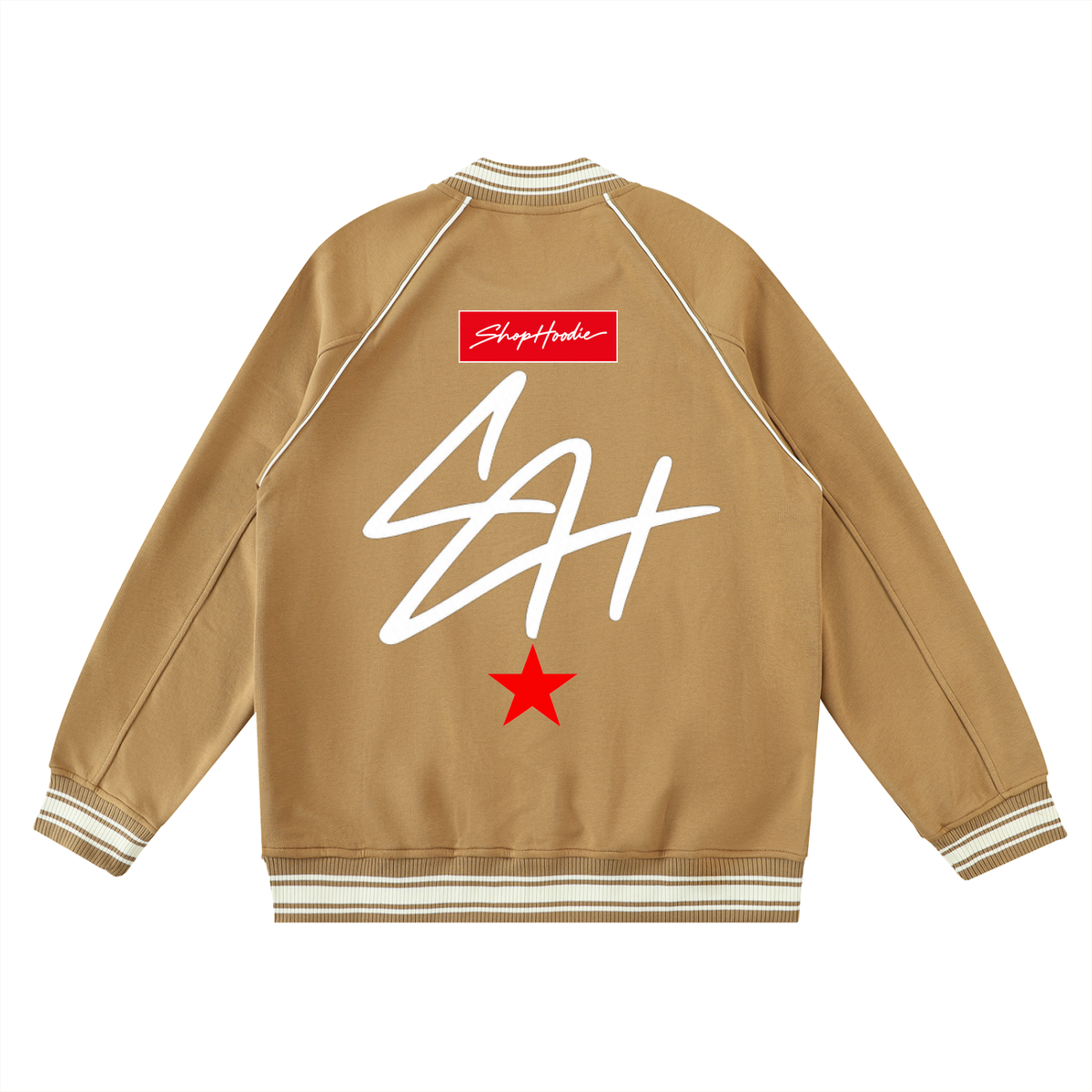 SHOPHOODIE® AVANT SH SIGNATURE Contrast Trim Raglan Varsity Jacket – product image 6