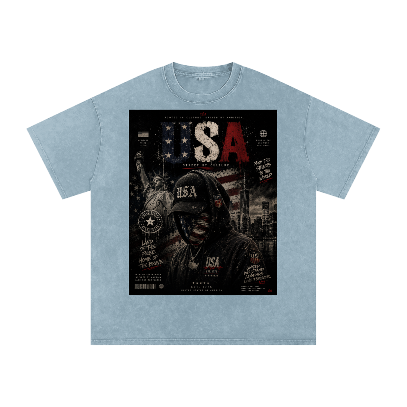 SHOPHOODIE USA DREAMER-Snow Washed Oversized Cotton T-Shirt