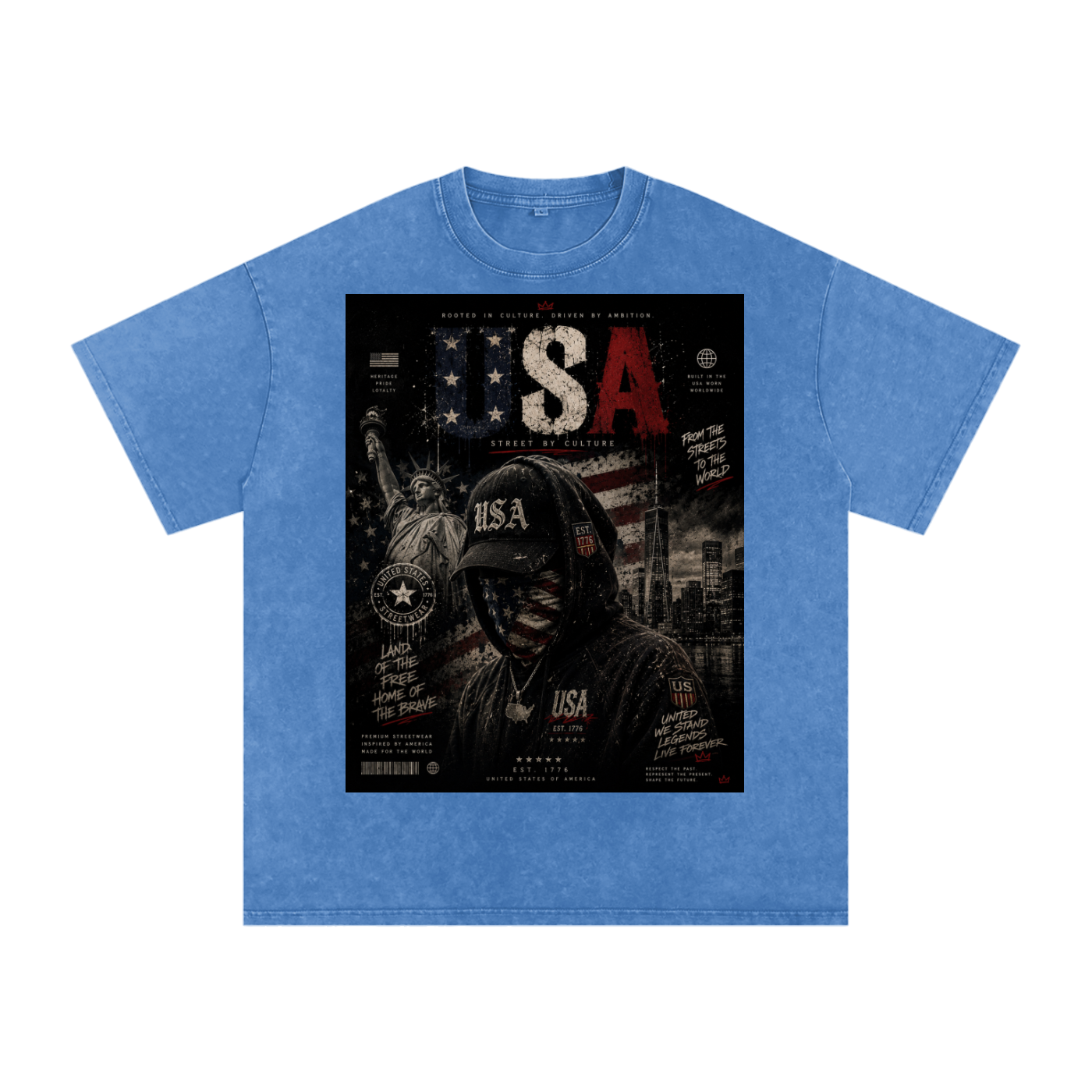 SHOPHOODIE USA DREAMER-Snow Washed Oversized Cotton T-Shirt