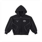 SHOPHOODIE® Contrast-Stitched Boxy Fleece Zip Hoodie & Drawstring Jogged Sweatpants Complete Set