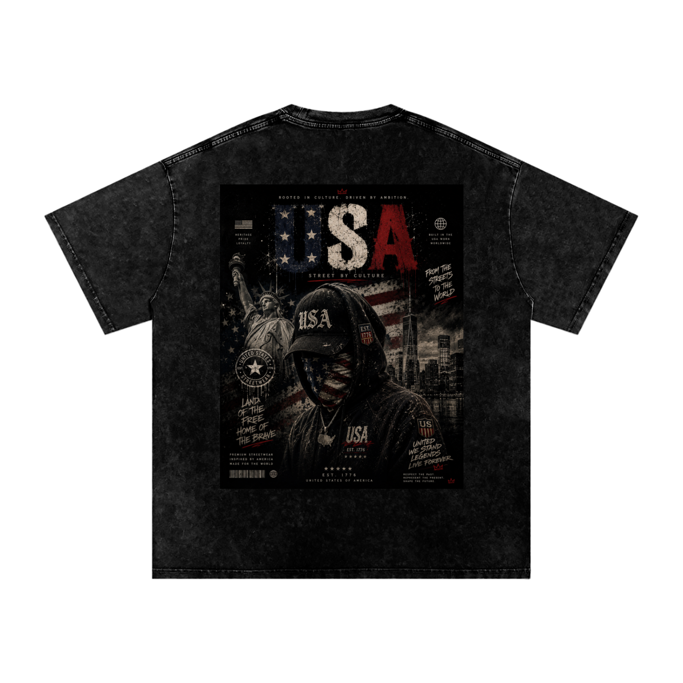 SHOPHOODIE USA DREAMER-Snow Washed Oversized Cotton T-Shirt
