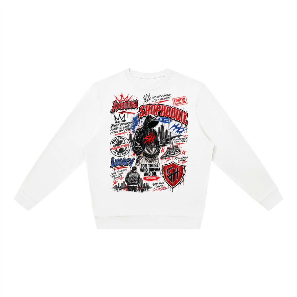 SHOPHOODIE® LONDON AMBITION IN MOTION Oversized Crewneck Sweatshirt — 290 GSM — product image 1