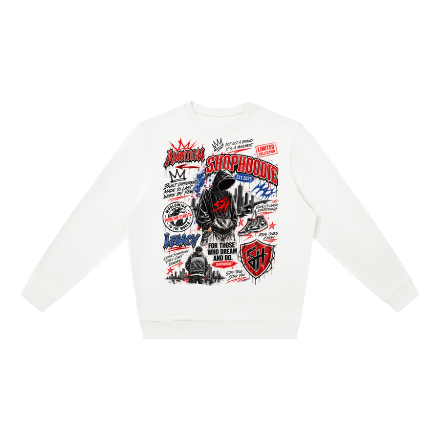 SHOPHOODIE® LONDON AMBITION IN MOTION Oversized Crewneck Sweatshirt — 290 GSM