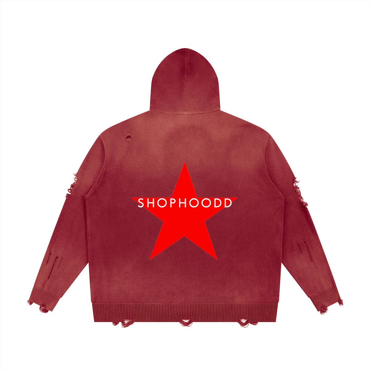 SHOPHOODIE® LONDON SHOPHOODD 760 GSM distressed oversized full-zip cotton hoodie — product image 4