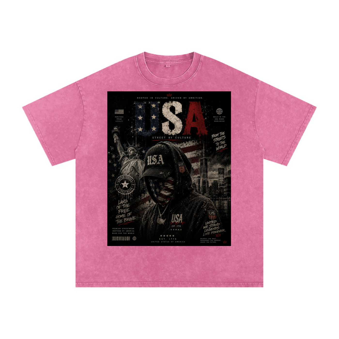 SHOPHOODIE USA DREAMER-Snow Washed Oversized Cotton T-Shirt