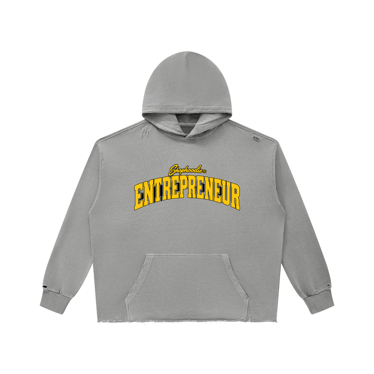 SHOPHOODIE® ENTREPRENEUR unisex 420 GSM heavyweight vintage-wash raw-edge hoodie — product view 3