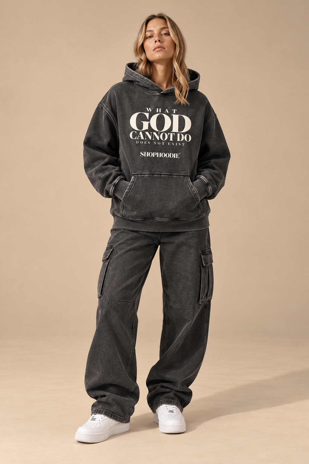 SHOPHOODIE® LONDON Faith Unisex Snow-Wash Fleece Oversized Hoodie — 355 GSM