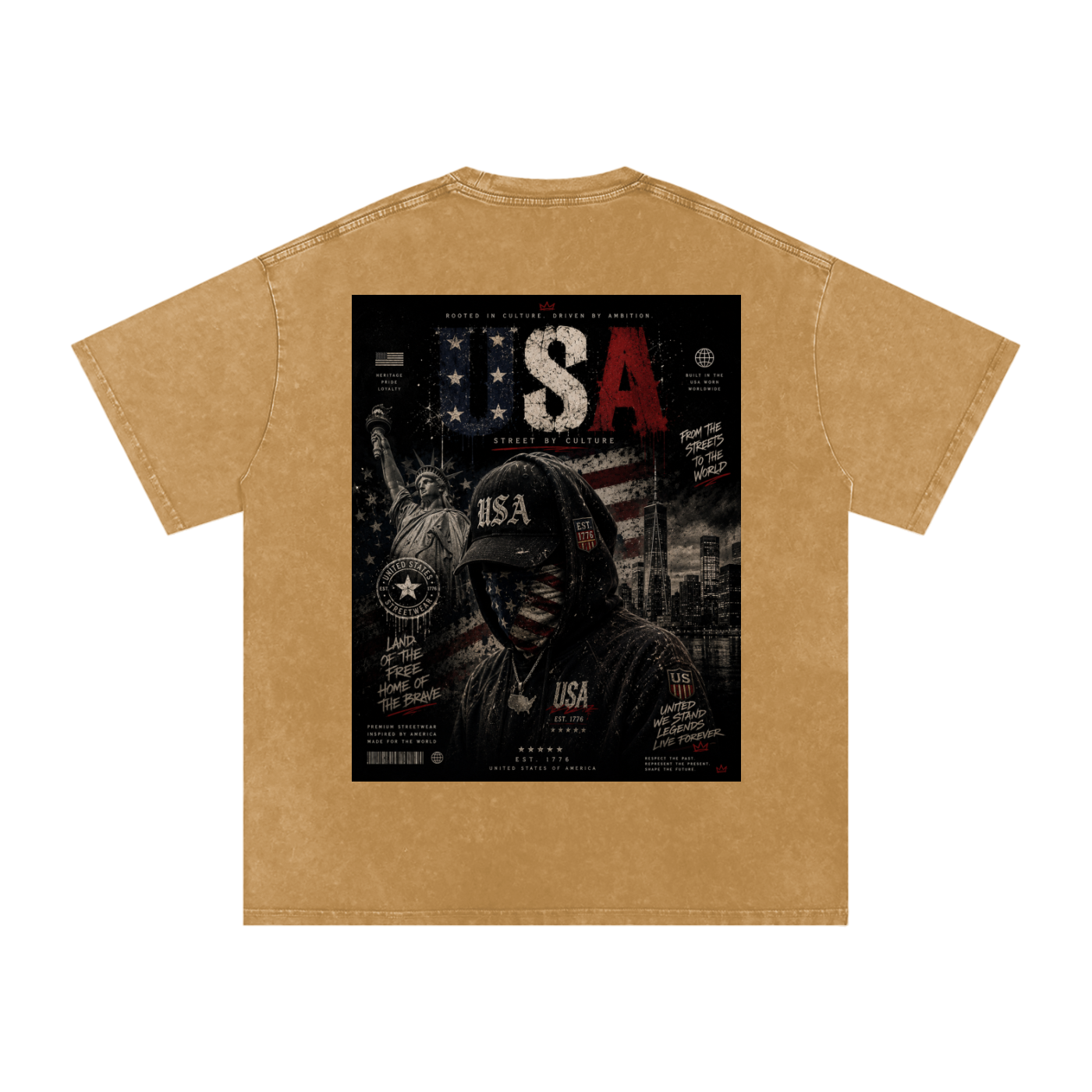 SHOPHOODIE USA DREAMER-Snow Washed Oversized Cotton T-Shirt