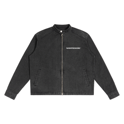 SHOPHOODIE® Unisex Vintage Washed Denim Zip Jacket — 330 GSM