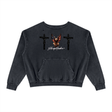 SHOPHOODIE DOUBLE CROSS Raw Edge Crewneck Sweatshirt