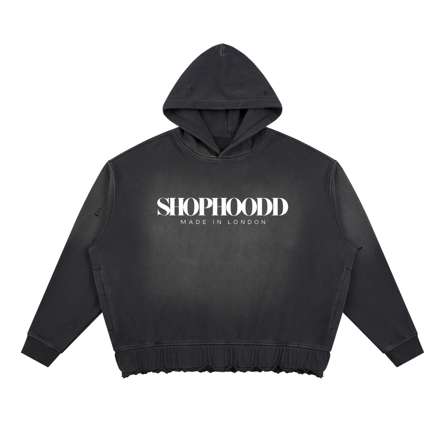 SHOPHOODD™ Made in London Sunfade Ripped Boxy Hoodie — 370 GSM