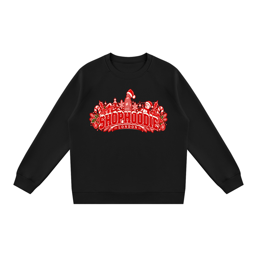 SHOPHOODIE® LONDON Christmas Unisex Raglan Crewneck Sweatshirt — 380 GSM