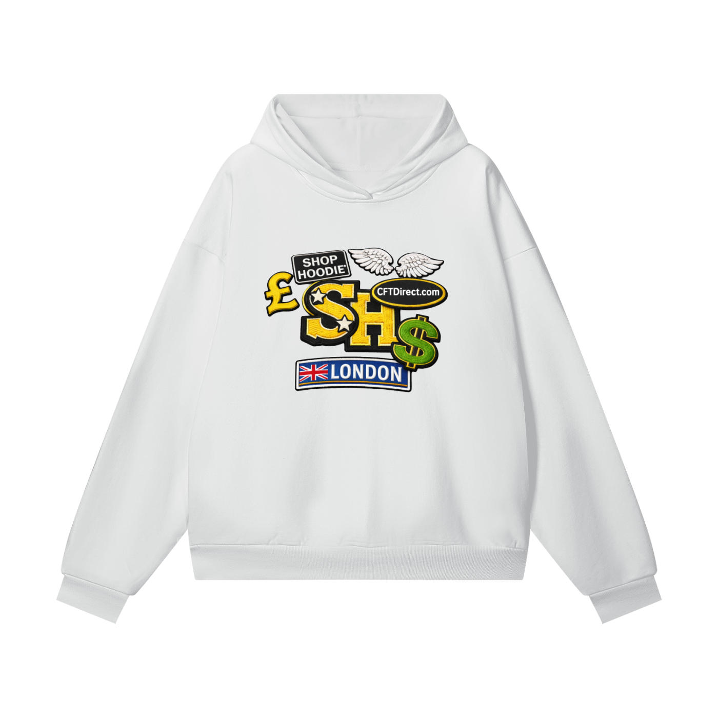 Heavyweight Hidden Pocket Fleece Angel White Hoodie By Shop Hoodie