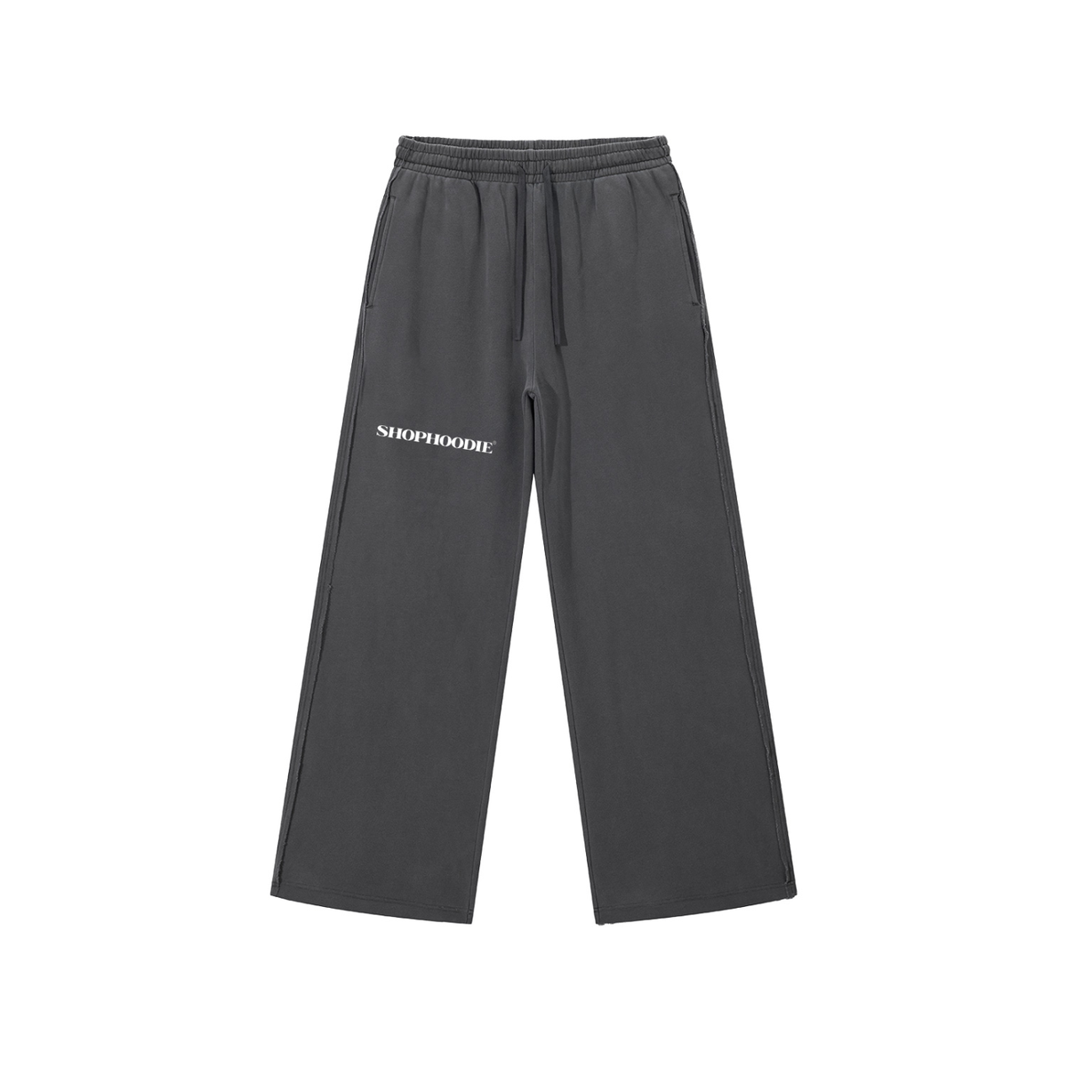 SHOPHOODIE® LONDON Vintage Wash Raw-Edge Straight-Leg Sweatpants — 420 GSM — product image 3
