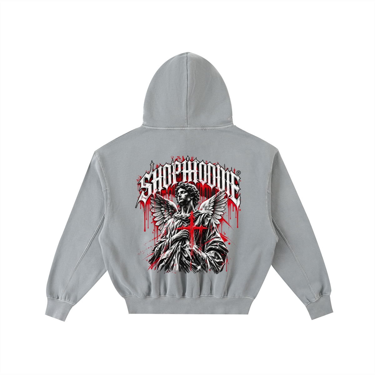 SHOPHOODIE® LONDON AMBITION IN MOTION Frayed Vintage Wash Oversized Fleece Hoodie — 350 GSM — product image 4