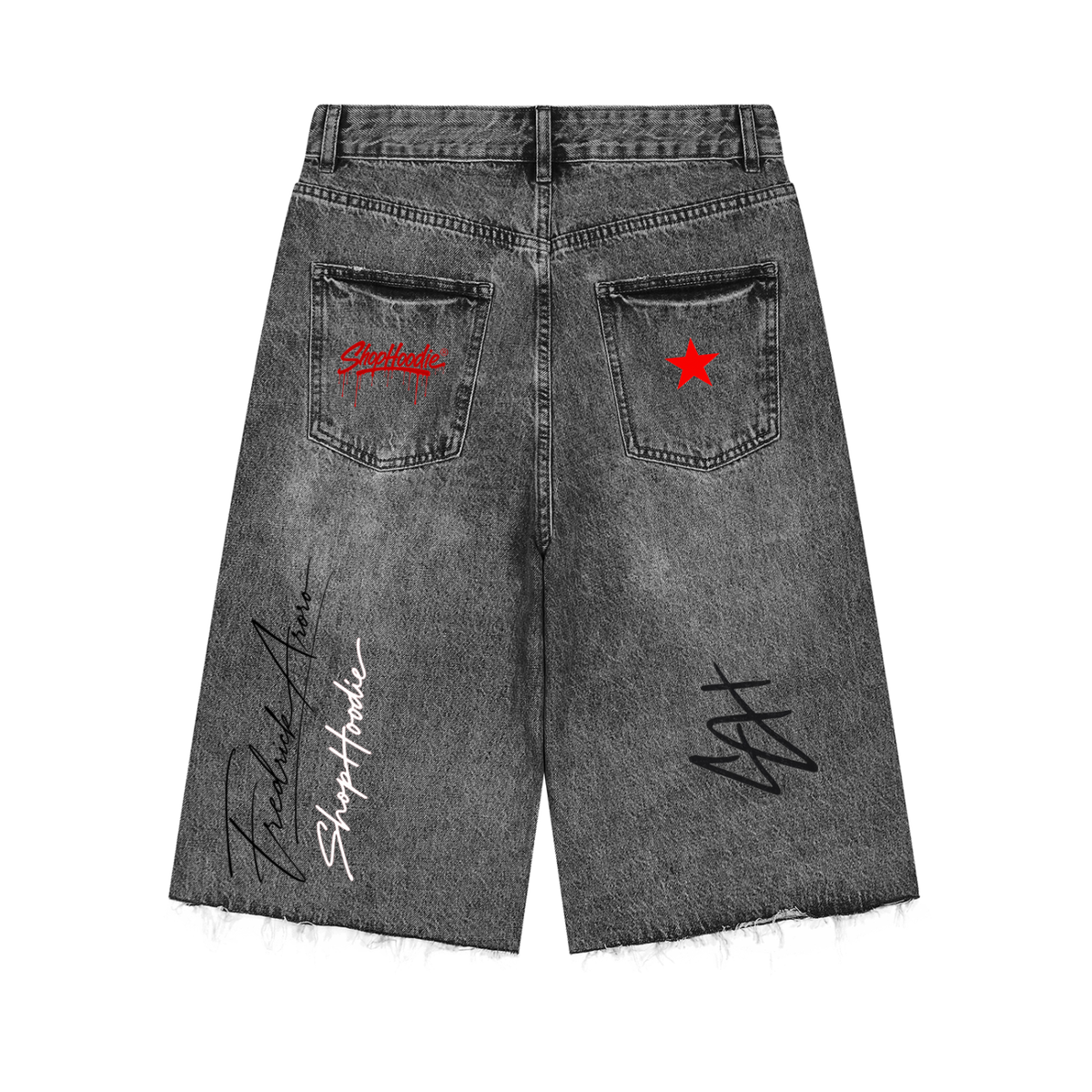 SHOPHOODIE® AVANT Founder's Signature SH Vintage Wash Sunfade Wide-Leg Denim Shorts - product image 2