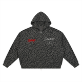 SHOPHOODIE® Unisex Leopard Print Waffle Full Zip Hoodie