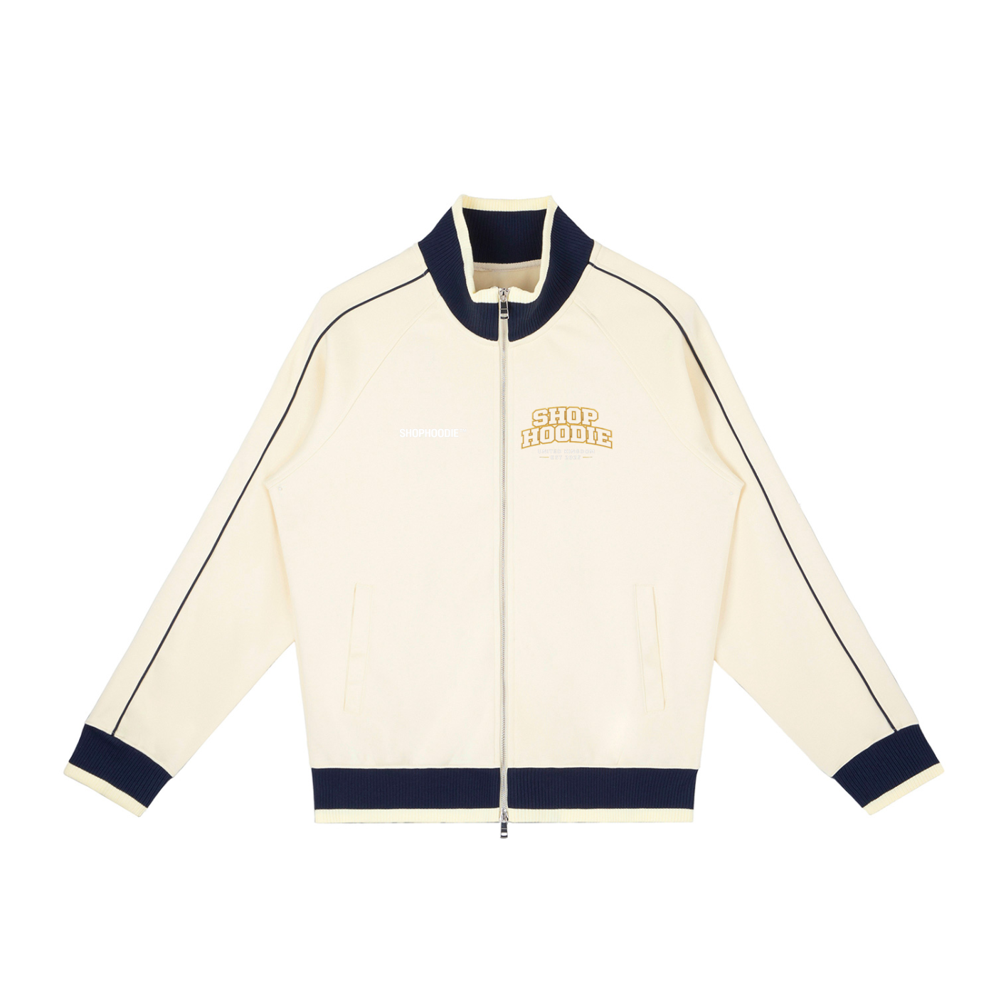 Color Block Raglan Sleeve Zip Track SH Gold Jacket