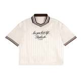 SHOPHOODIE® LIVE YOUR BEST LIFE Contrast-Stripe Polo-Collar T-Shirt — 150 GSM