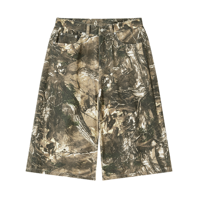 SHOPHOODIE® BLANK Men's Tree Camo Cotton Shorts — 360 GSM
