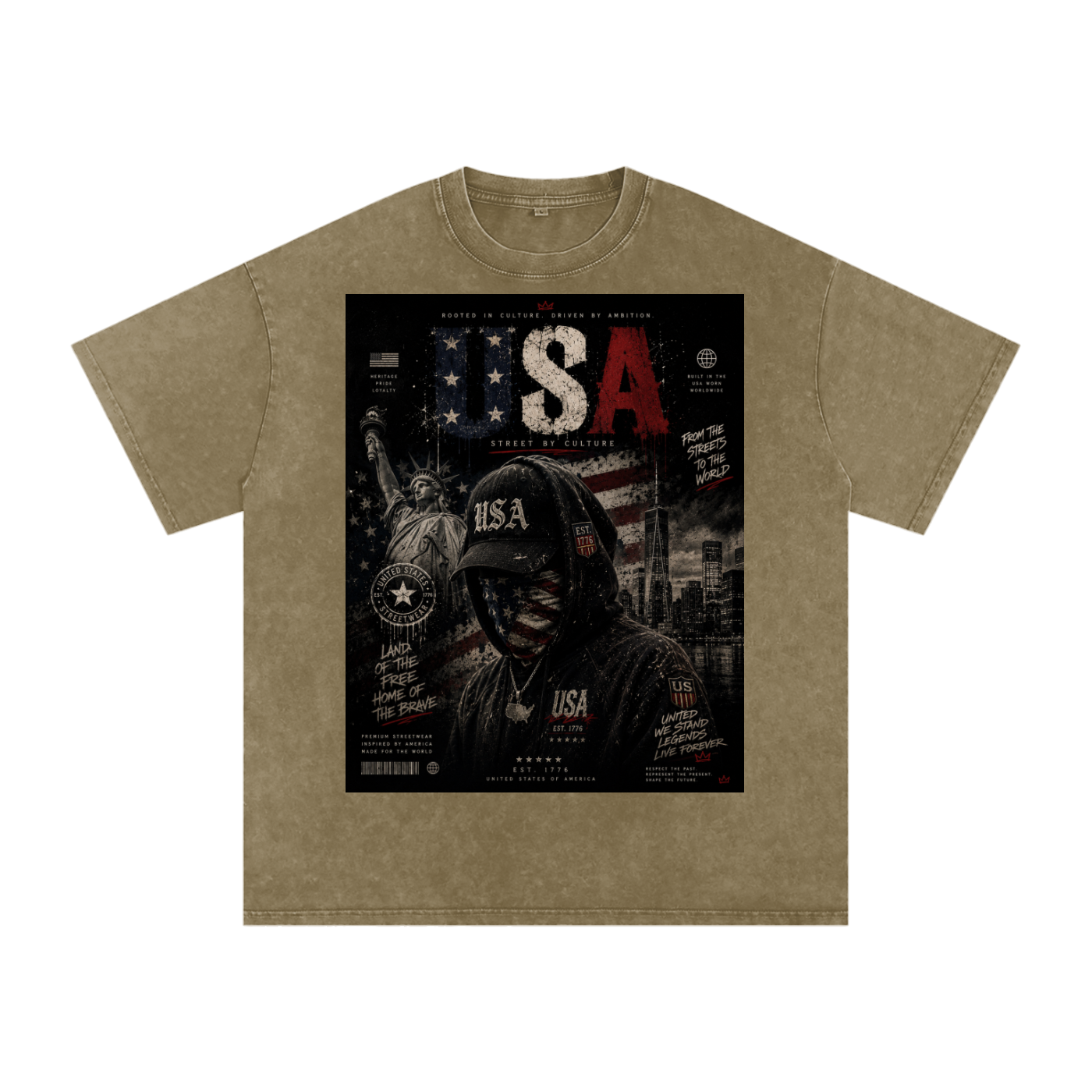 SHOPHOODIE USA DREAMER-Snow Washed Oversized Cotton T-Shirt