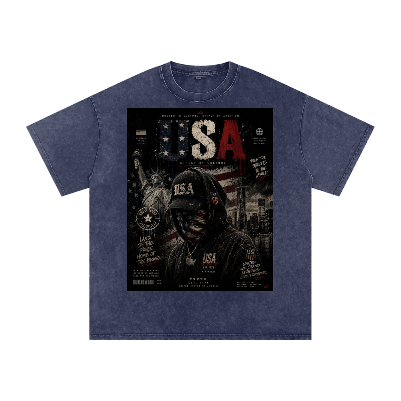 SHOPHOODIE USA DREAMER-Snow Washed Oversized Cotton T-Shirt