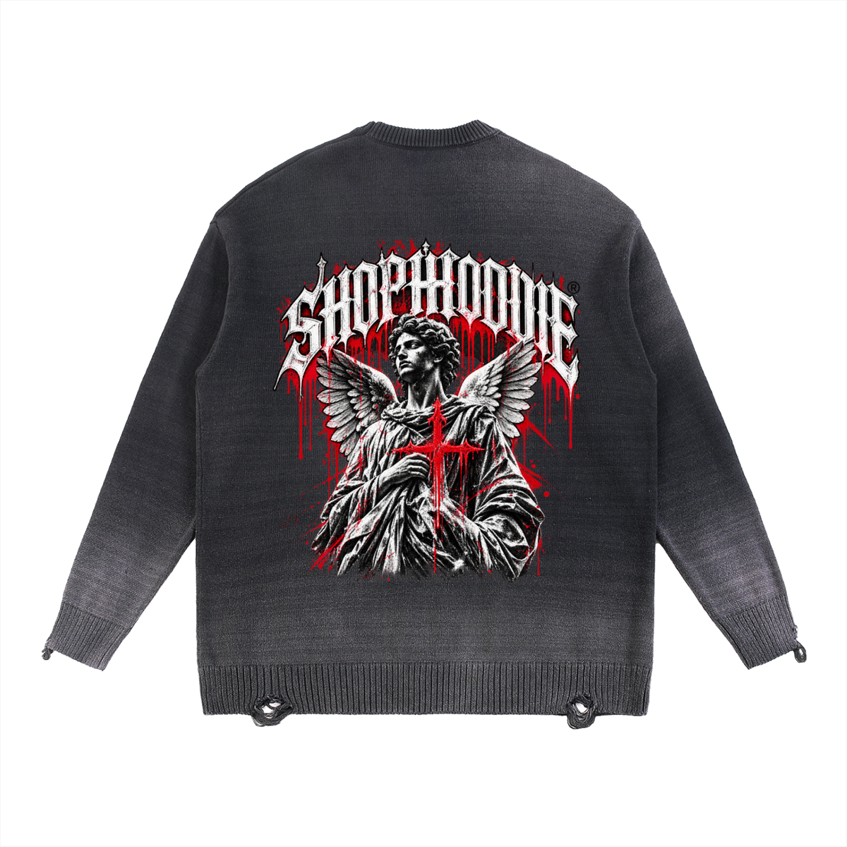 SHOPHOODIE® Sunfade Distressed Oversized Crewneck Sweatshirt — 425 GSM — product image 2