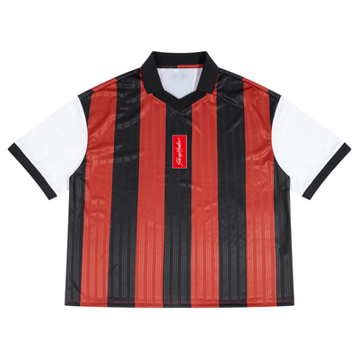 SHOPHOODIE® Boxy Striped Collared Oversized Soccer Jersey