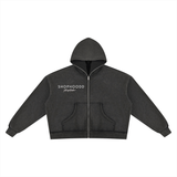 SHOPHOODD™ Vintage Wash Fleece Boxy Zip Hoodie — 380 GSM