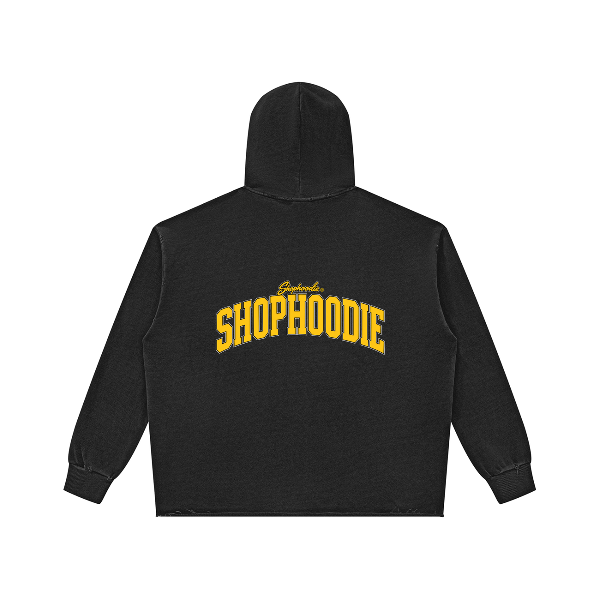 SHOPHOODIE® LONDON EXCLUSIVE 420 GSM heavyweight vintage-wash raw-edge oversized hoodie — product view 2
