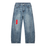 SHOPHOODIE® AVANT ELITE Vintage Wash Barrel-Leg Denim Jeans — 410 GSM