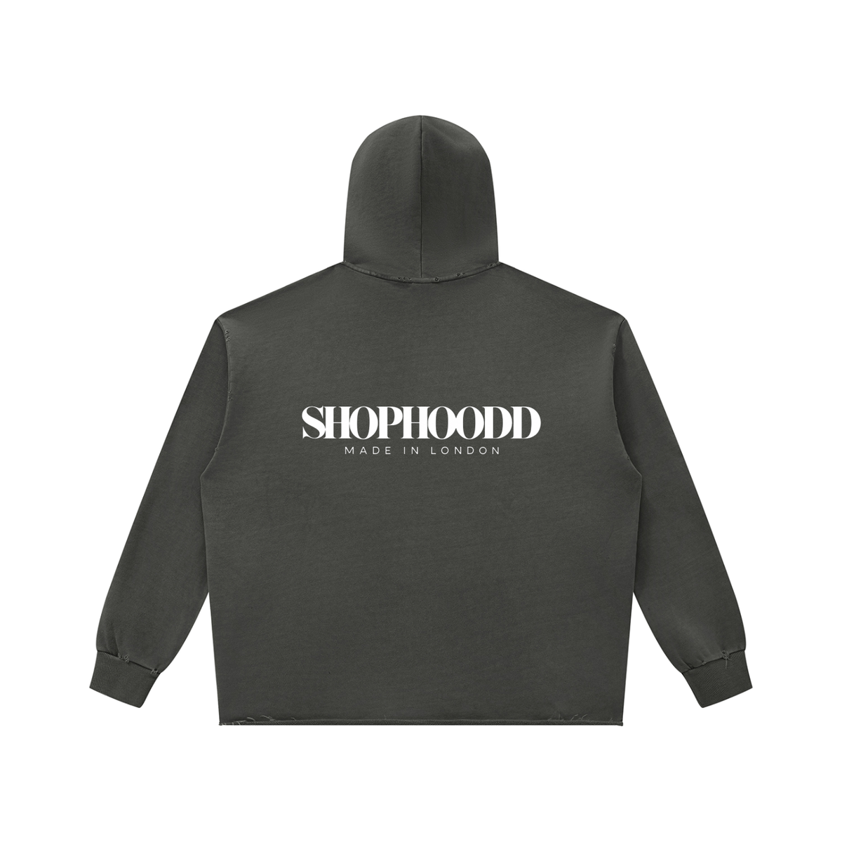 SHOPHOODIE® LONDON SHOPHOODD Made in London 420 GSM distressed vintage-wash raw-edge oversized hoodie — image 6