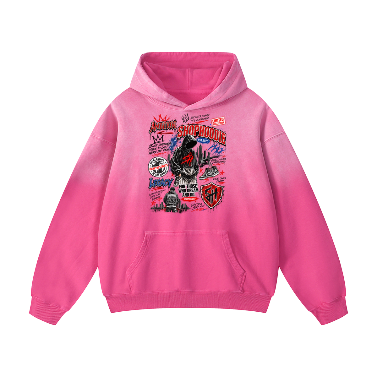 SHOPHOODIE® LONDON AMBITION IN MOTION Heavyweight Sunfade Oversized Hoodie — 400 GSM — product image 5