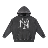 SHOPHOODIE® NY CRUCIFIX Vintage Wash Oversized Fleece Hoodie — 355 GSM