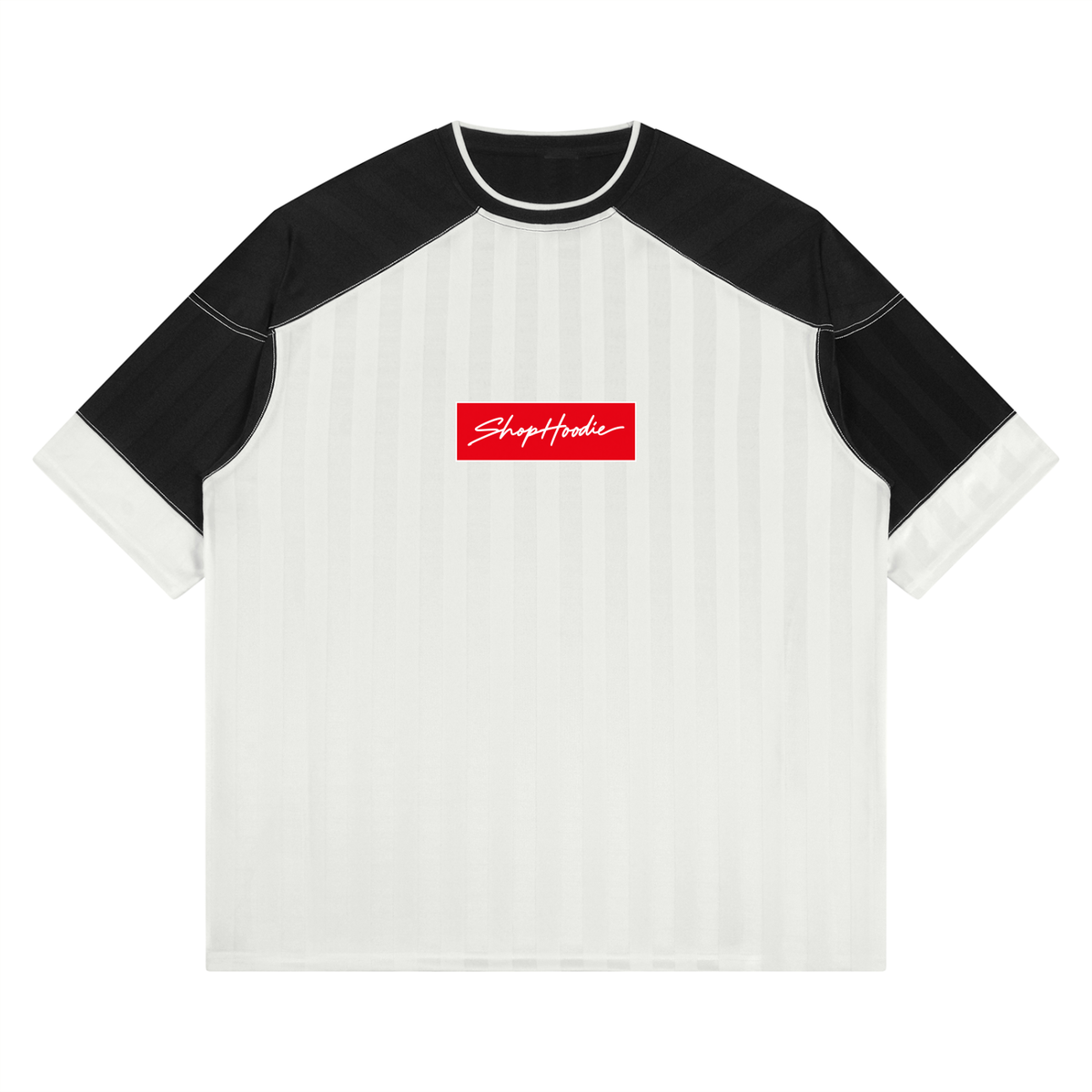 SHOPHOODIE® BOX LOGO Striped Raglan Oversized Jersey