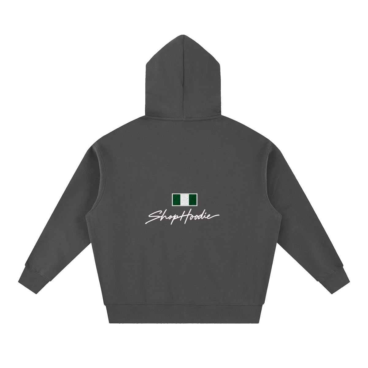 SHOPHOODIE® NIGERIA FLAG Oversized Boxy Fleece Hoodie — 345 GSM — view 8
