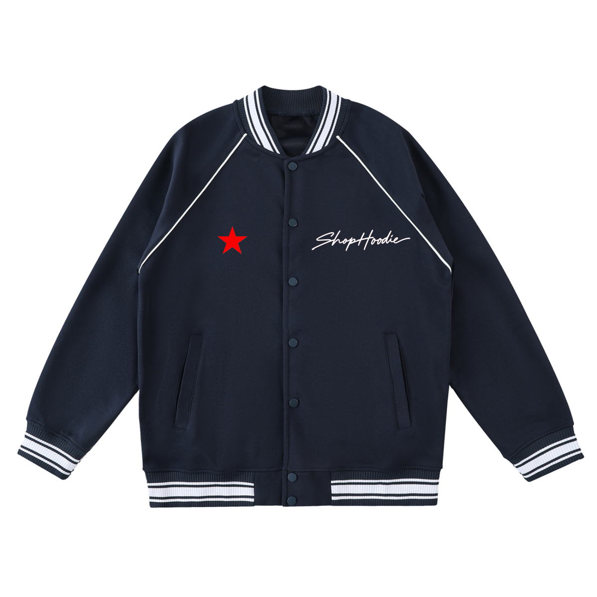 SHOPHOODIE® AVANT SH SIGNATURE Contrast Trim Raglan Varsity Jacket – product image 9
