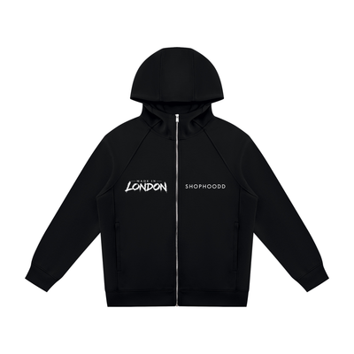 SHOPHOODIE® LONDON SHOPHOODD Made in London Unisex Raglan Full-Zip Hoodie — 380 GSM