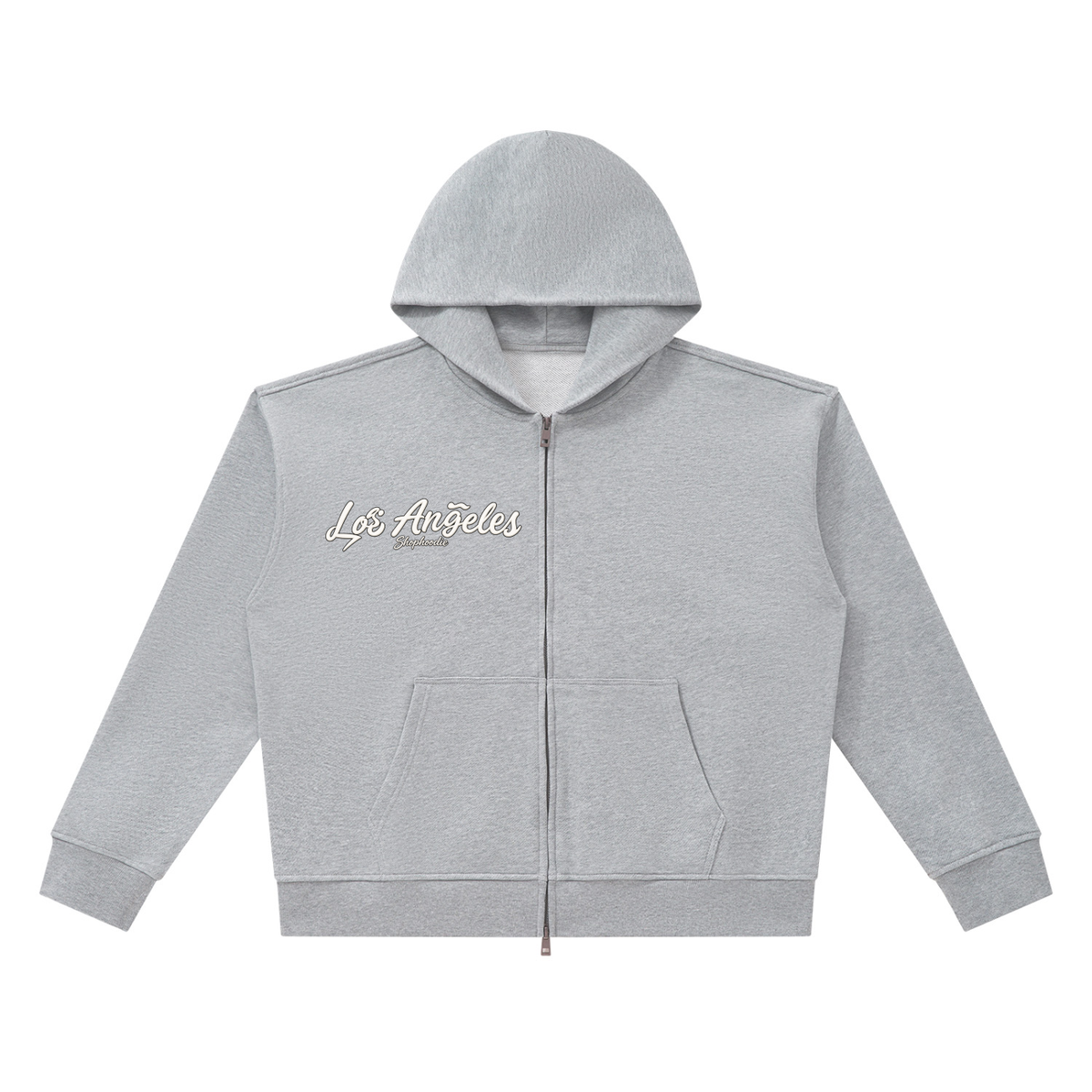 SHOPHOODIE® LOS ANGELES heavyweight full-zip boxy hoodie — 420 GSM, 100% cotton — product view 5
