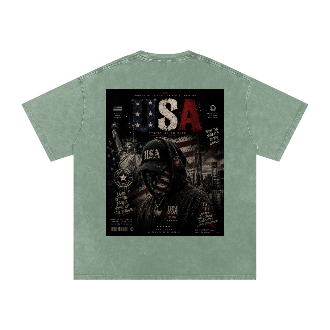 SHOPHOODIE USA DREAMER-Snow Washed Oversized Cotton T-Shirt